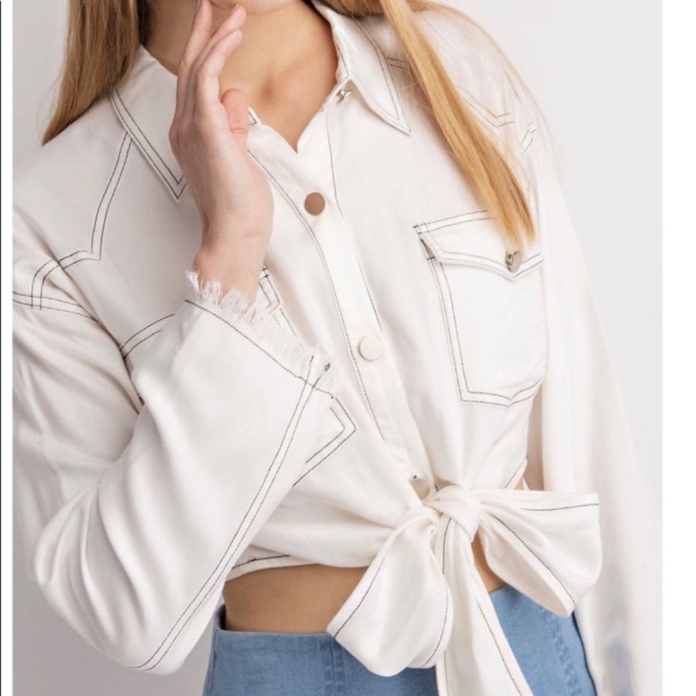 White tie front top